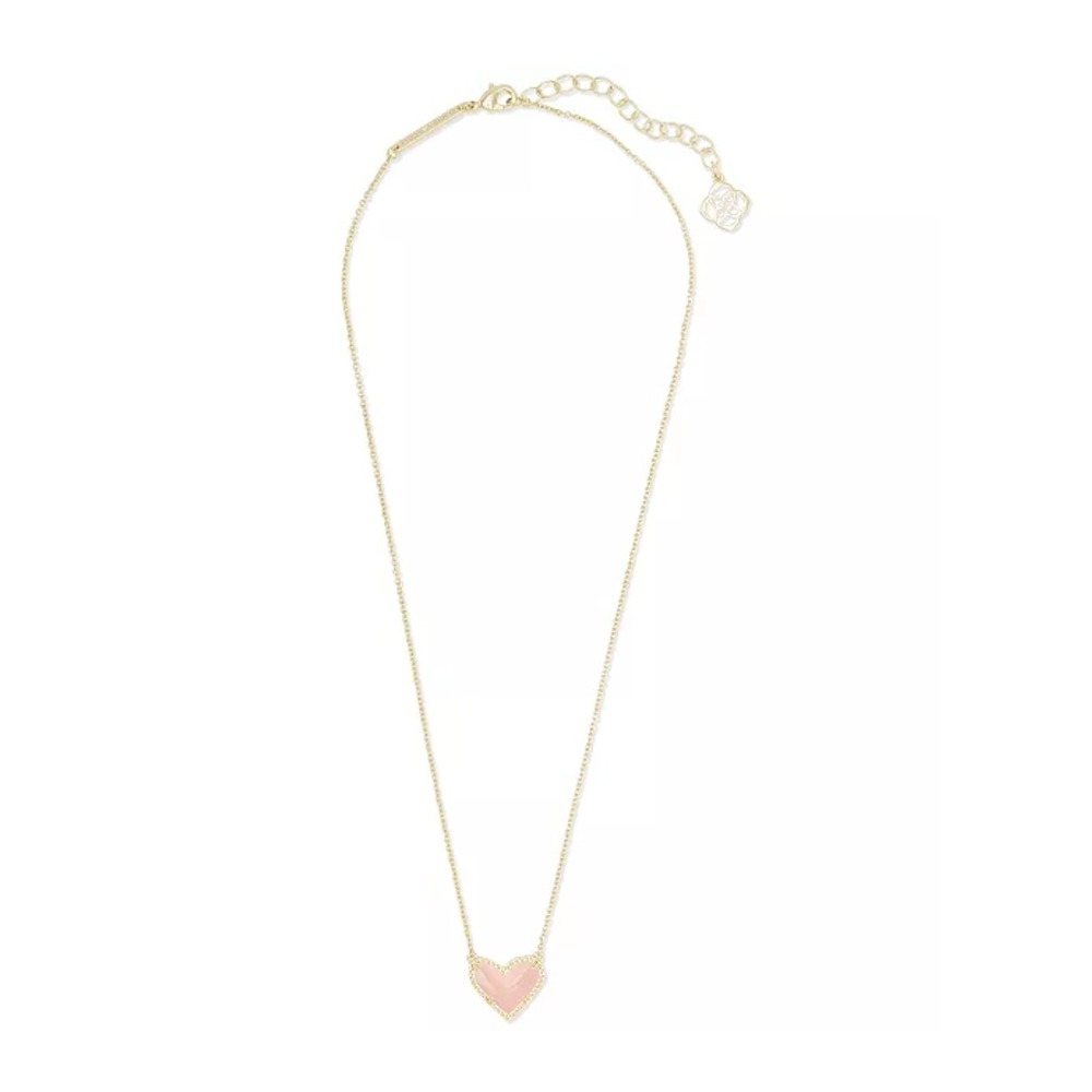 14K Gold Plated and Genuine Stone Ari Heart Pendant Necklace new
